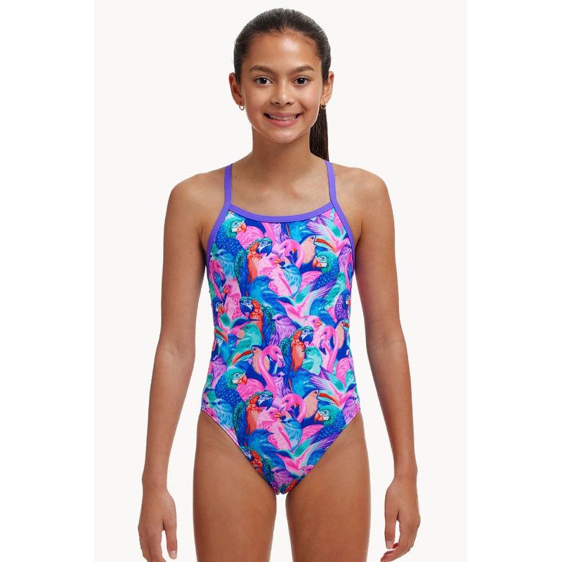 Girls Birds Gone Wild Single Strap One Piece