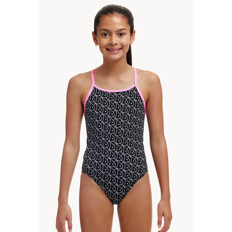 Girls Summer Fish Diamond Back One Piece
