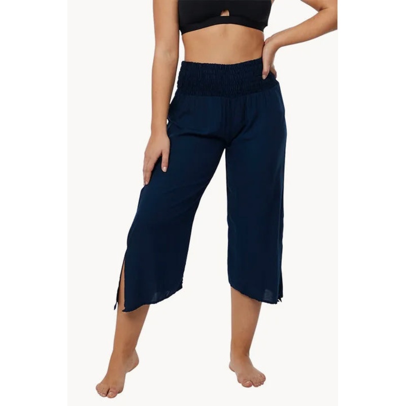 Plain 3/4 Rouched Tie Pants