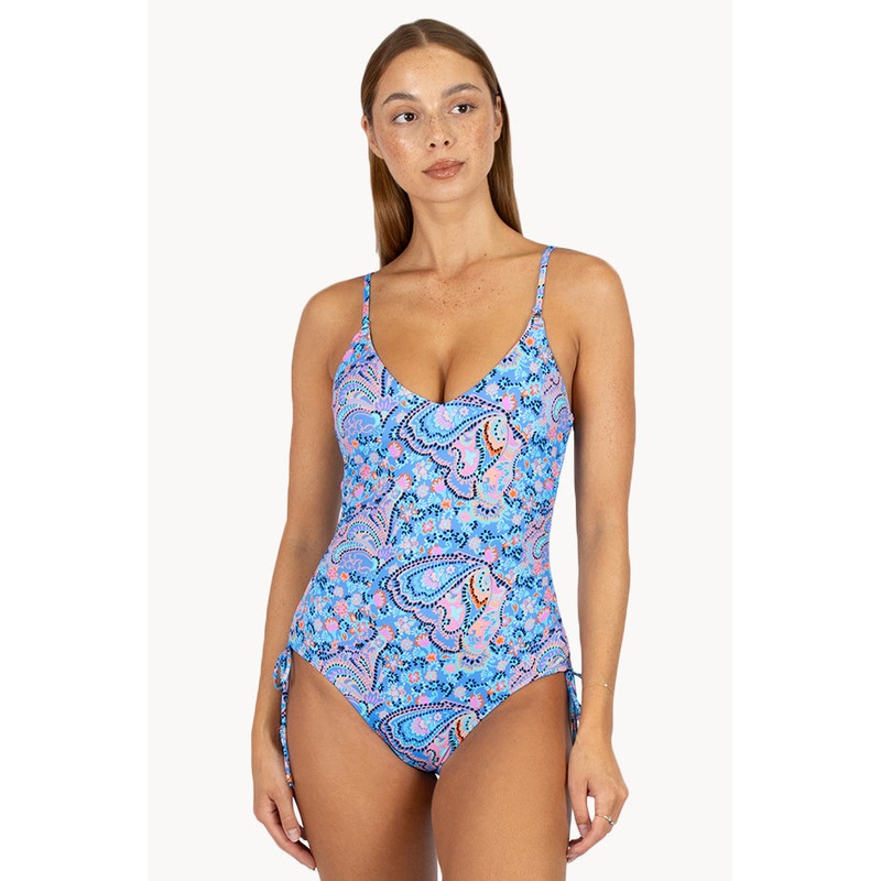 South Beach Ruched Side Tie One Piece