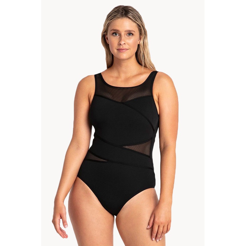 Taped High Neck One Piece