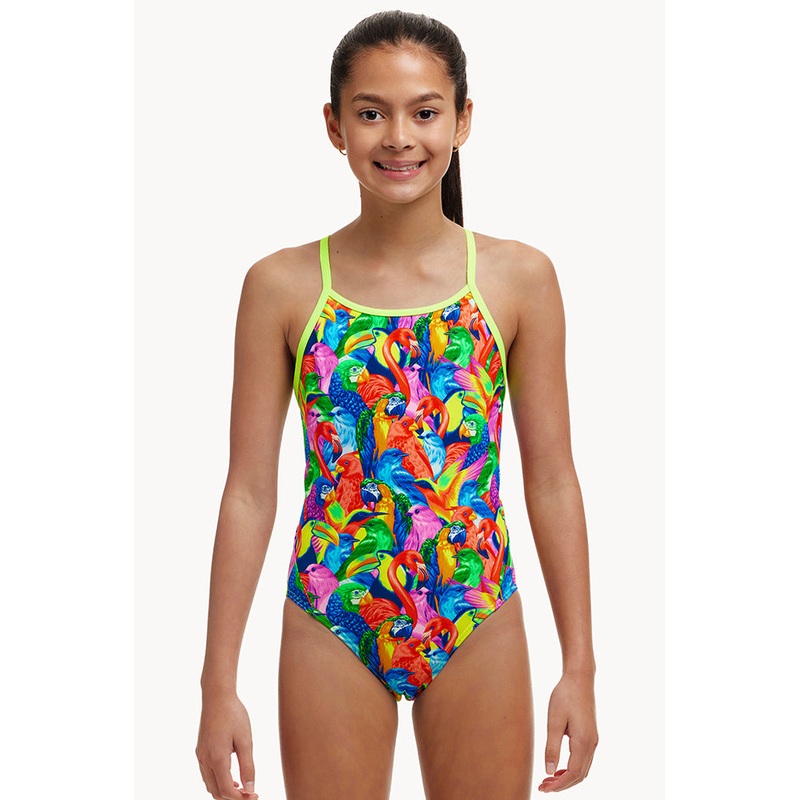 Girls Bright Birds Diamond Back One Piece