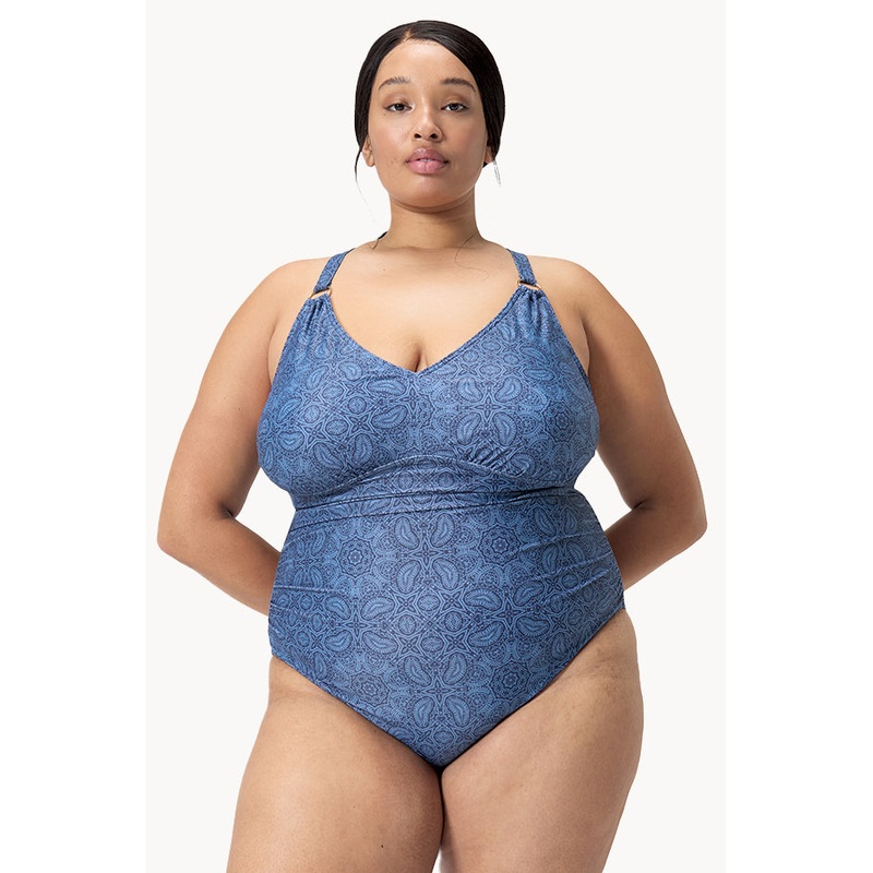 Printed Shaping V Neck One Piece