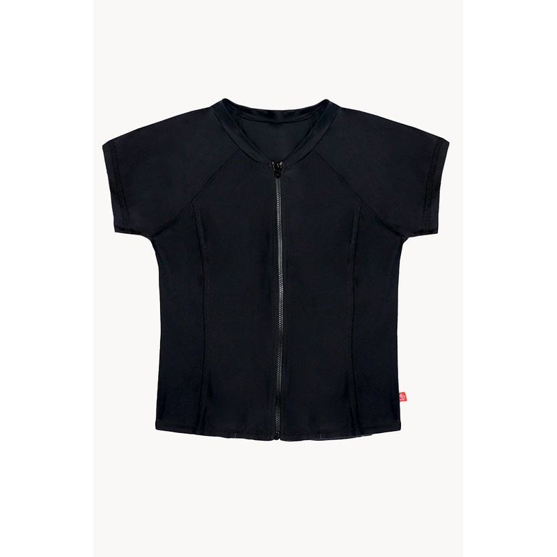 Girls Short Sleeve Zip Suntop