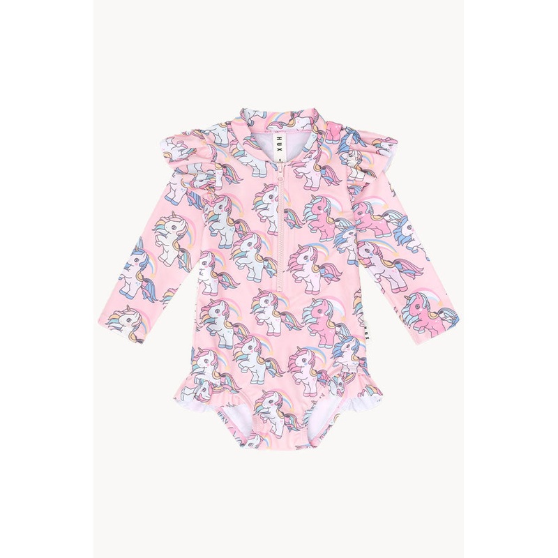 Girls Rainbow Unicorn Long Sleeve Sunsuit