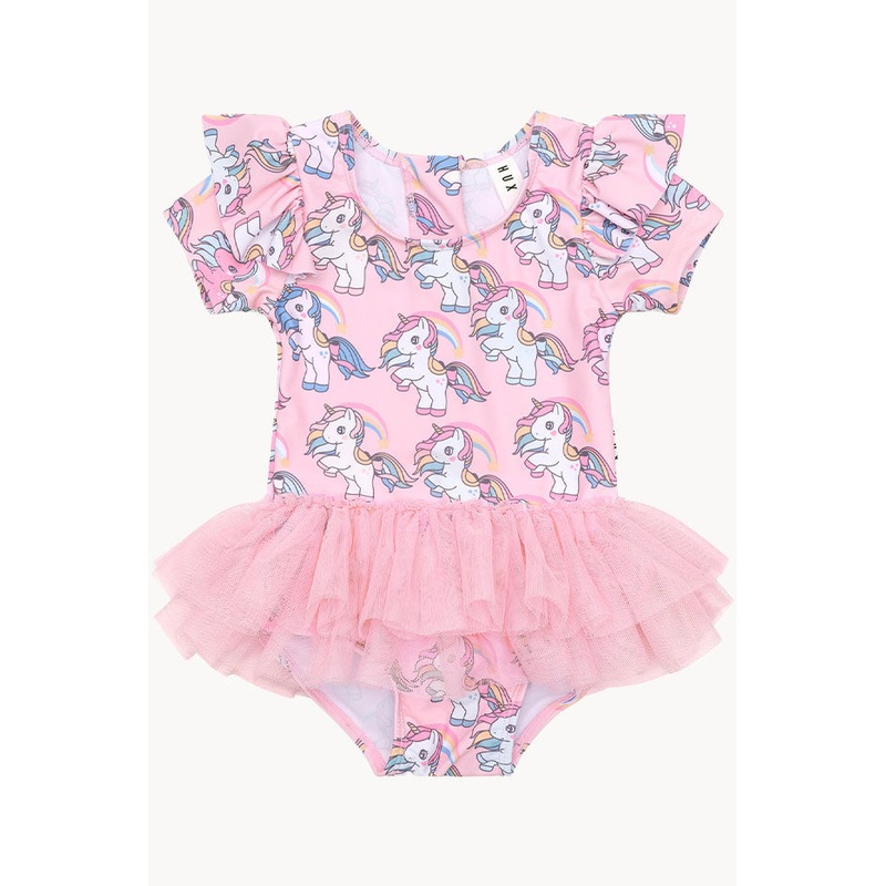 Girls Rainbow Unicorn Short Sleeve Sunsuit