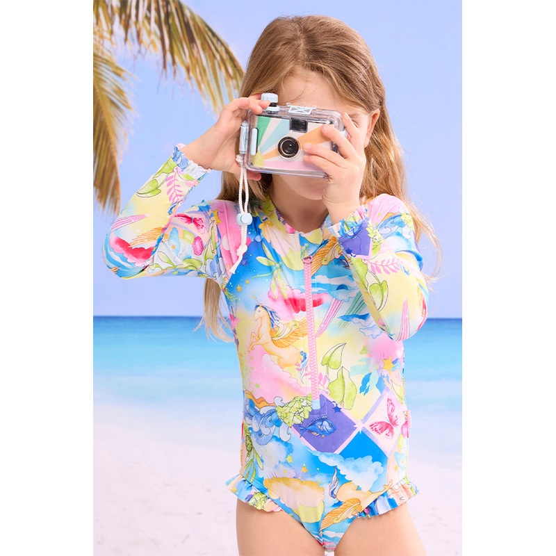 Girls Surrealism Zip Sunsuit