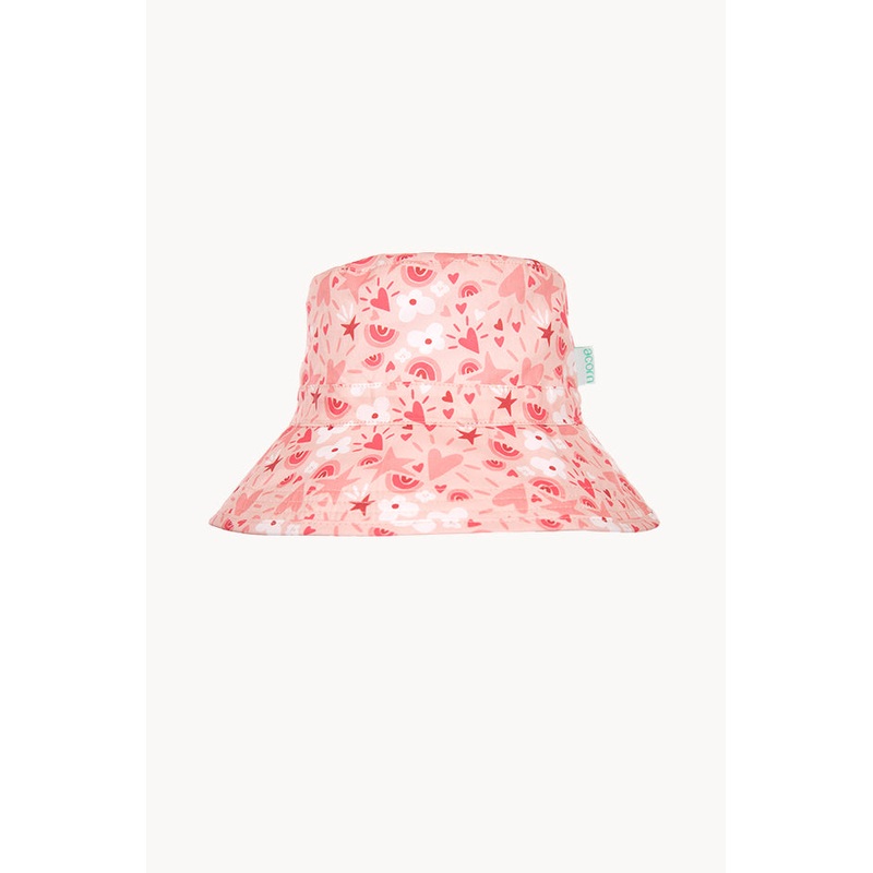 Girls Love Heart Broad Brim Bucket Hat