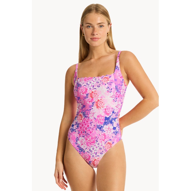Fiesta Square Neck Bralette One Piece