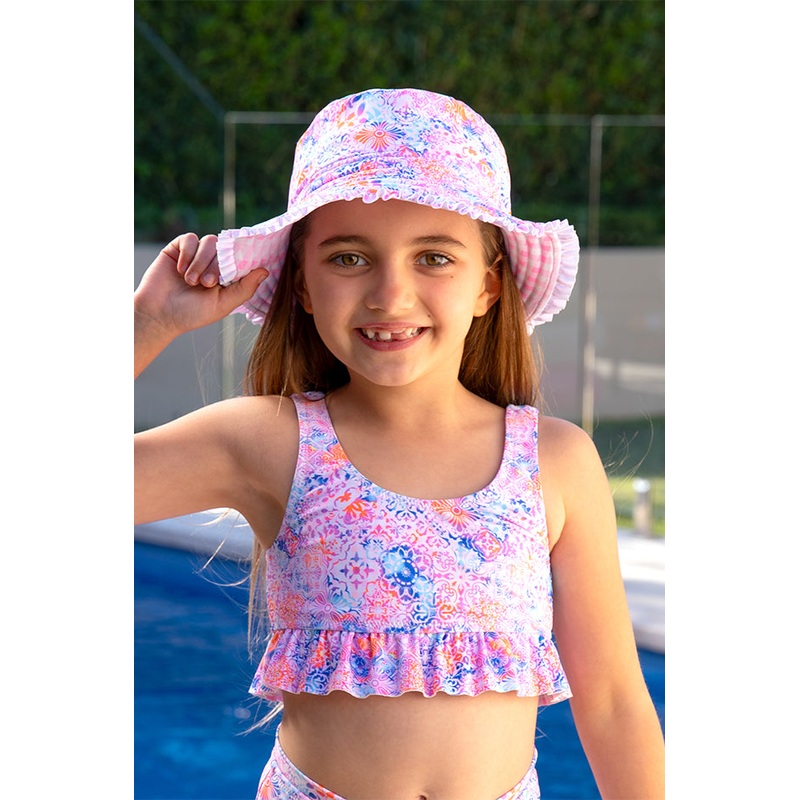Girls Miss Cupcake Reversible Sunhat