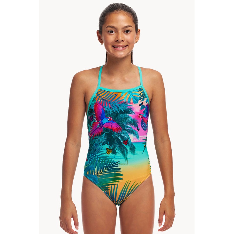 Girls The Beach Strapped In One Piece