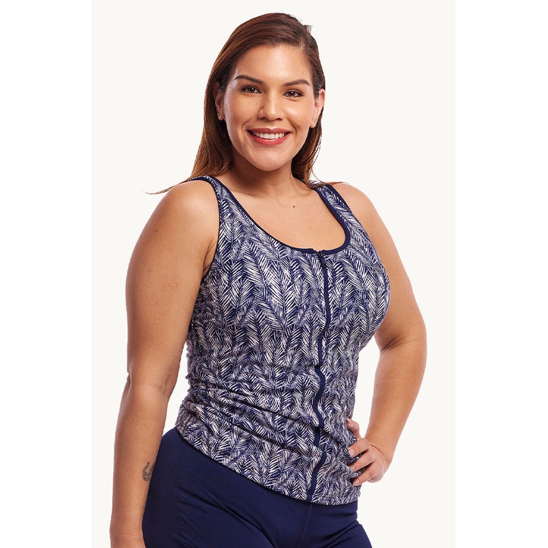 Pressure Palm DD/E Cup Zip Front Tankini Separate