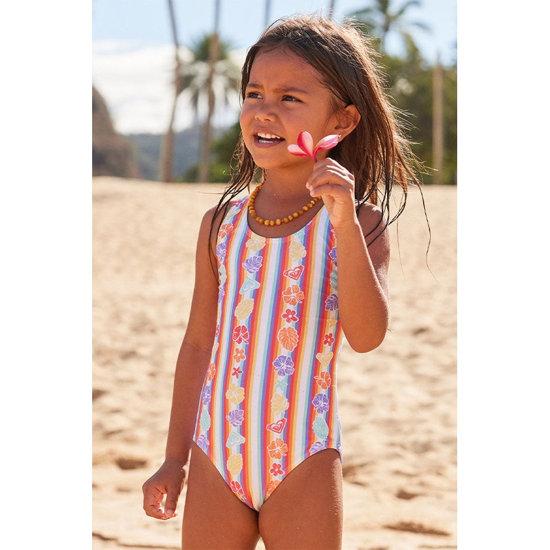 Girls Rainbow Bay Stripe One Piece