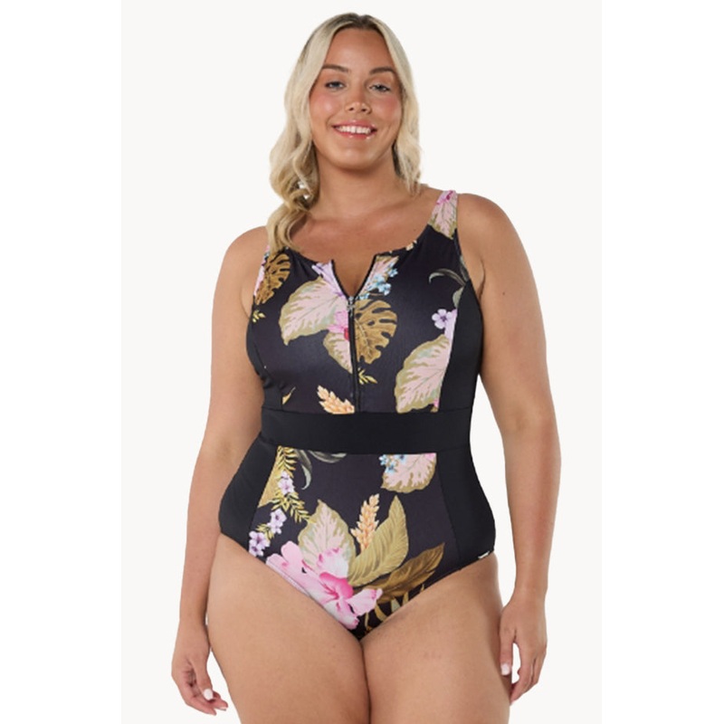 Caribbean Zip High Neck One Piece