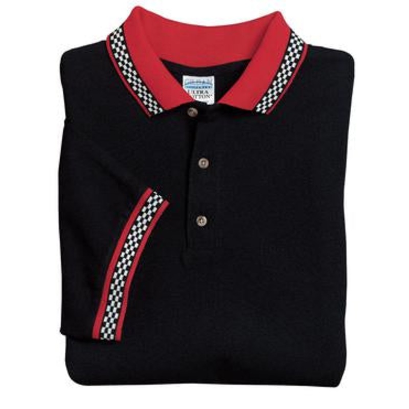 Gildan Ultra Cotton - Pique Knit Sport Shirt with Racing Check Trim.  36000