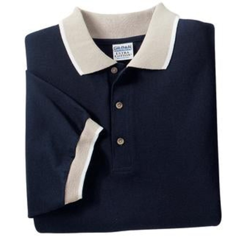 Gildan Ultra Cotton - Pique Knit Sport Shirt with Wide Stripe Trim.  37000
