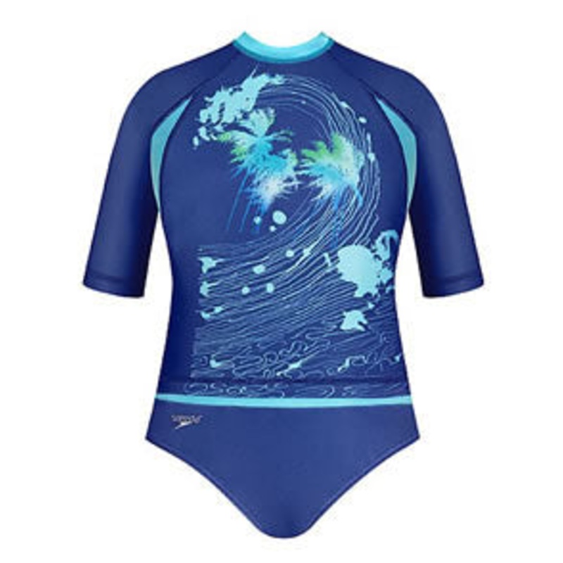 SPEEDO Girls Ombre Wave Rashguard Suit