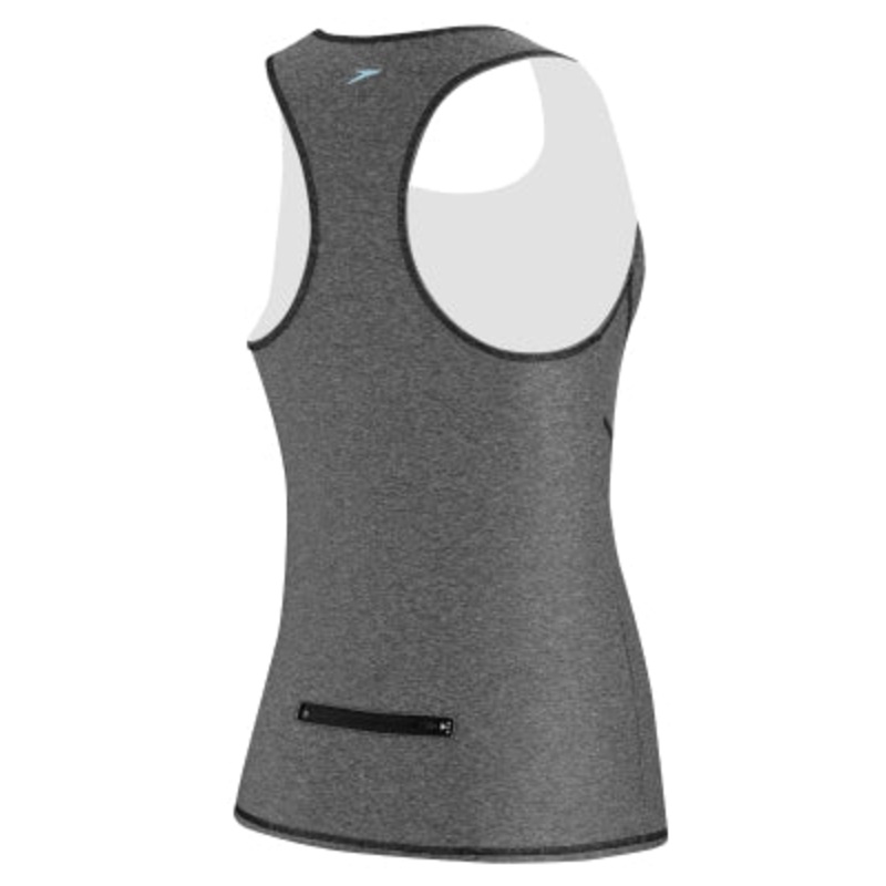 SPEEDO Heathered Tank Rashguard w/Zip Pocket
