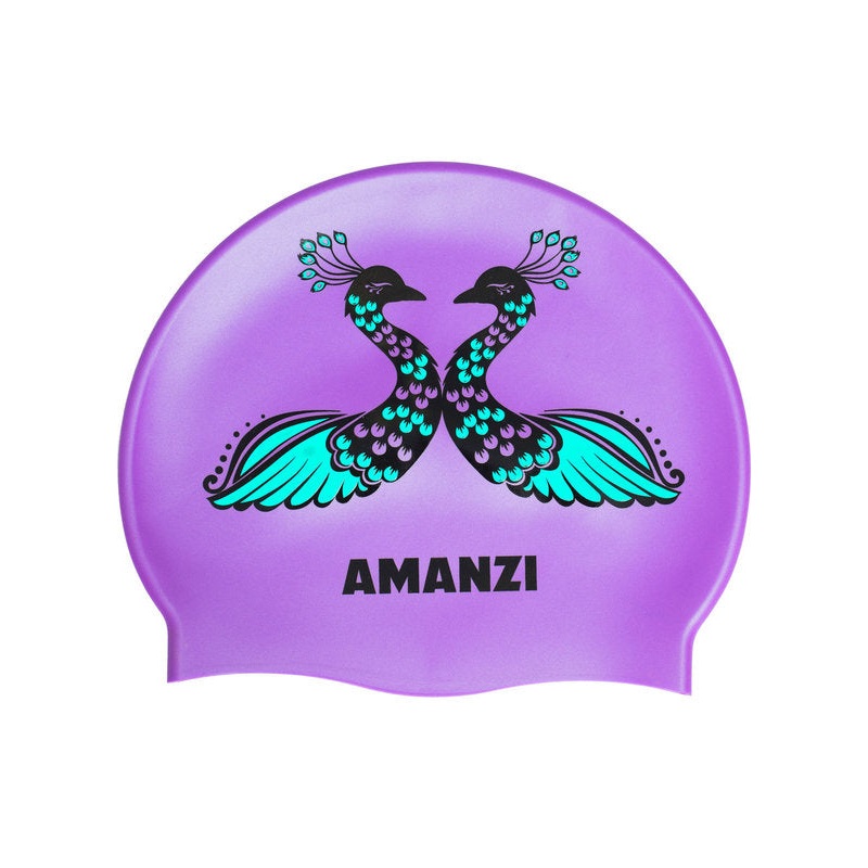 AMANZI Peacock Pride Silicone Swim Cap
