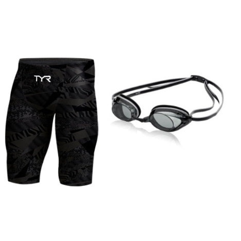 TYR Male Avictor Prelude High Waist Jammer With Vanquisher 2.0 Goggle Bundle(Random Color will be ship out)