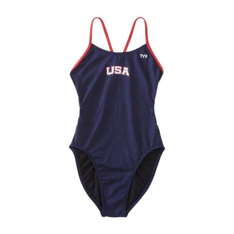 TYR Girls Hexa USA Cutoutfit Swimsuit