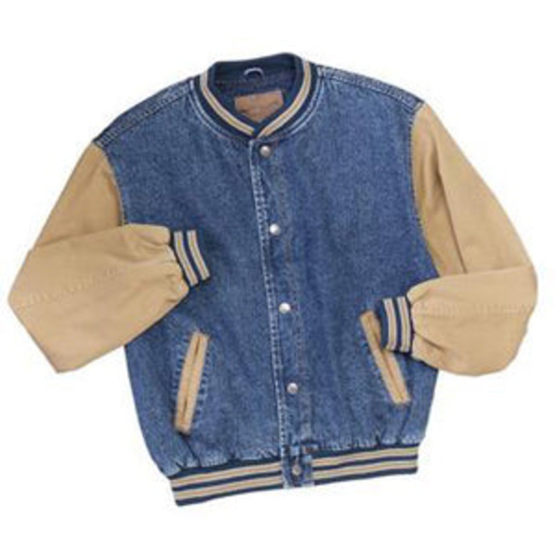 Port Authority - Denim and Twill Letterman Jacket. J761