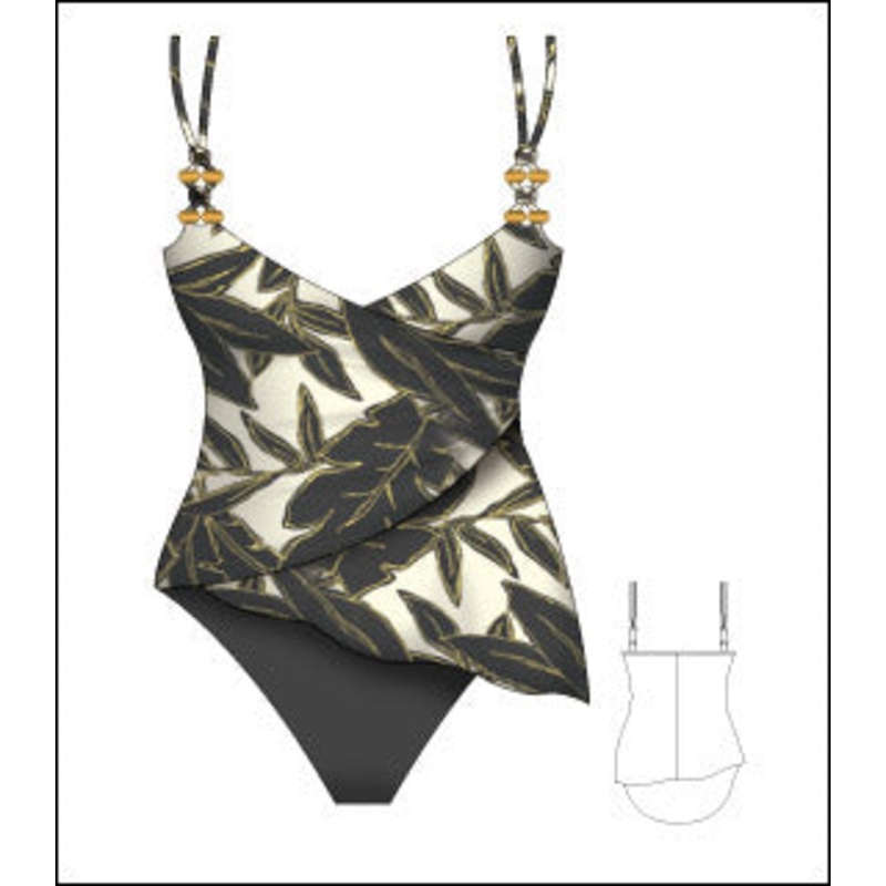 Christina Plus Size Carribbean Queen 2pc Asymmetrical Tankini