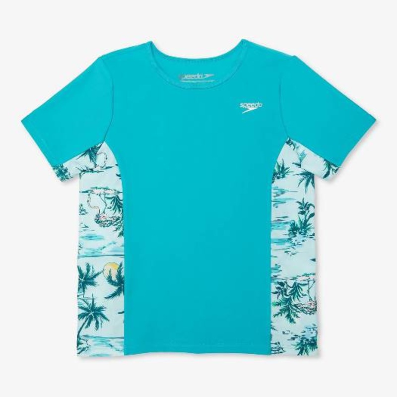 SPEEDO Short Sleeve Printed Splice Rashguard