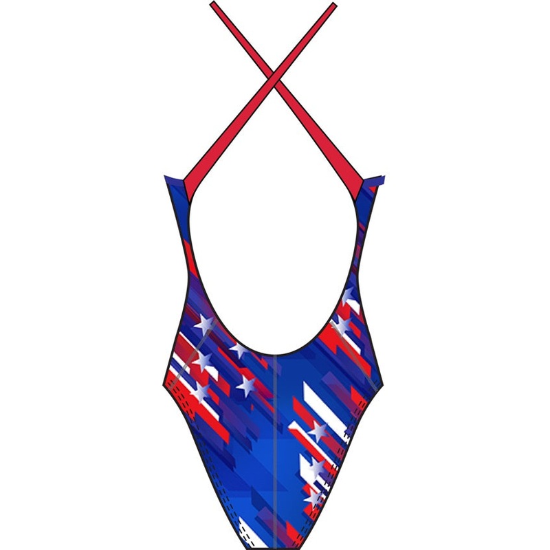 SPEEDO Women's Stripes and Stars Relay Back Swimsuit