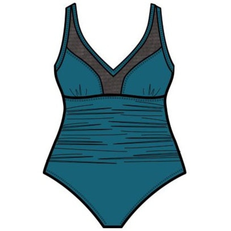 Speedo V-Neck Mesh One Piece (Plus Size)