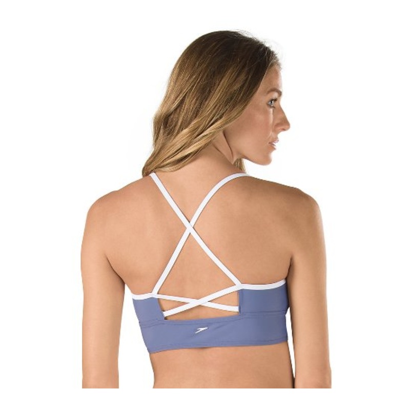 SPEEDO Women's Zip Front Midi Crop Bikini Top
