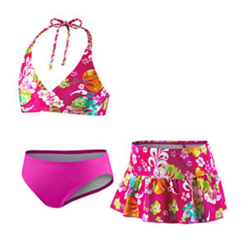 SPEEDO Girls Watercolor Surf Halter Skirt Set - 3-Piece