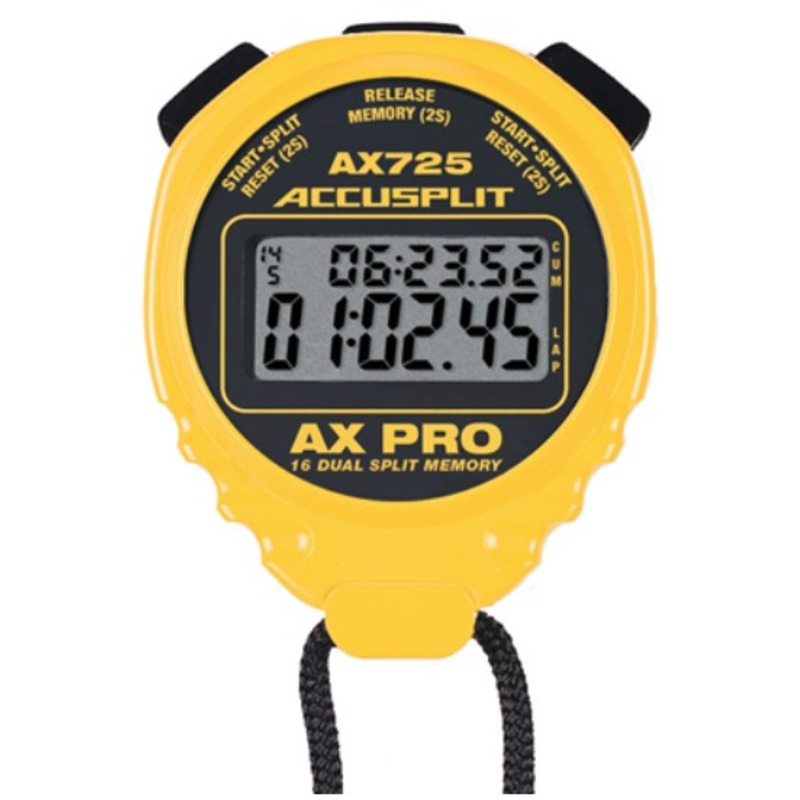 AX725BY-Professional dual split stopwatch with 16 memories. In Yellow case