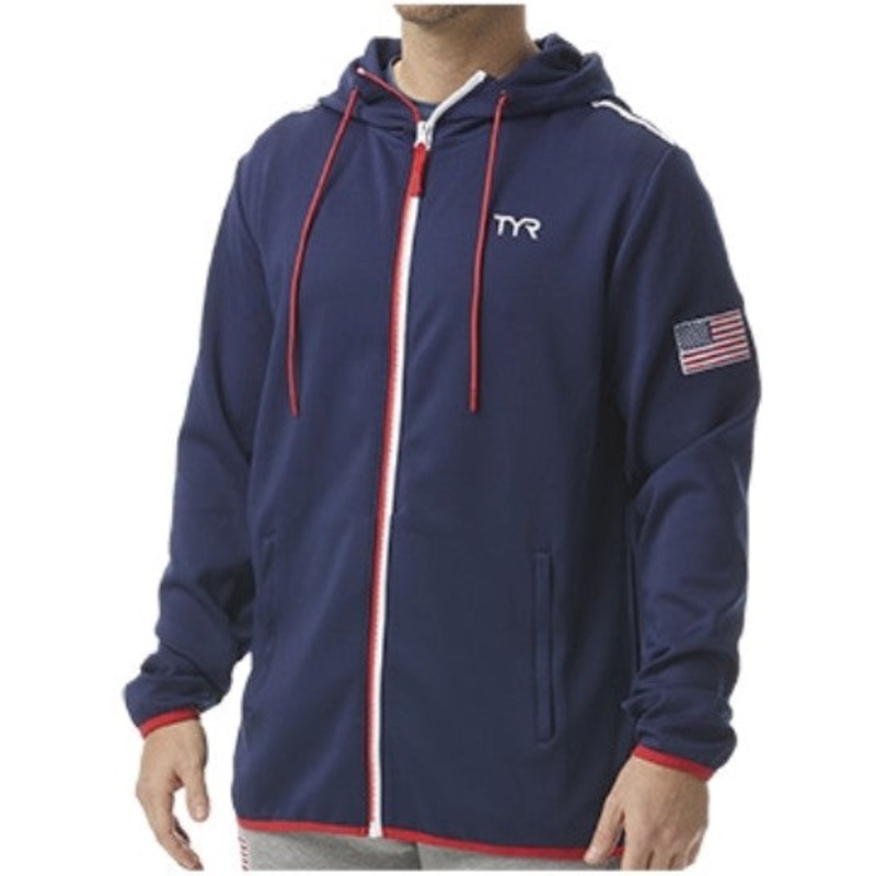 TYR Mens USA Alliance Podium Full Zip Hoodie