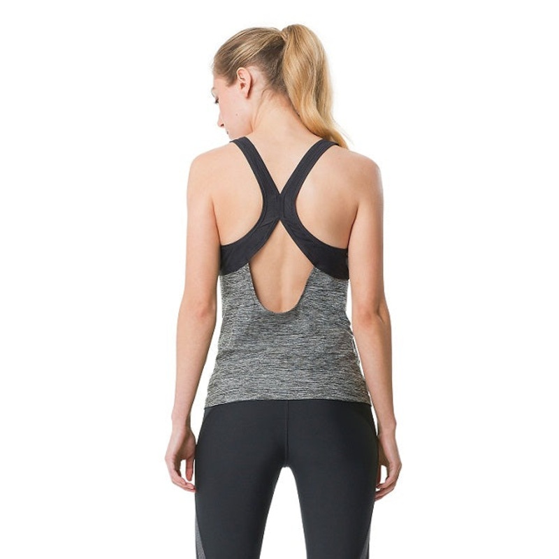 Speedo Heather Touchback Tankini Swim Top