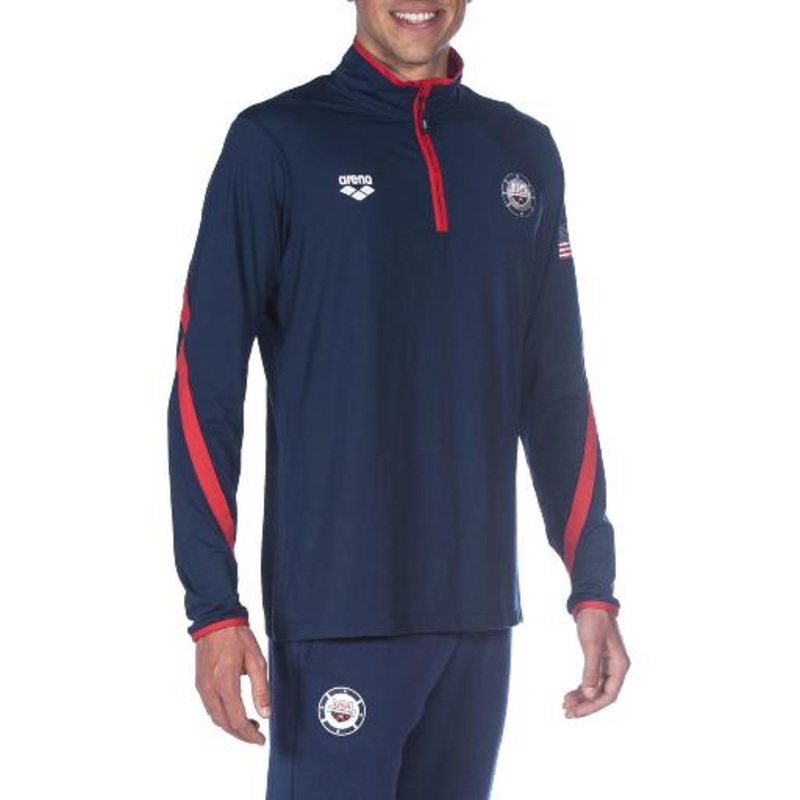 ARENA Men's Swimming National Team Half Zip Long Sleeve Shirt II