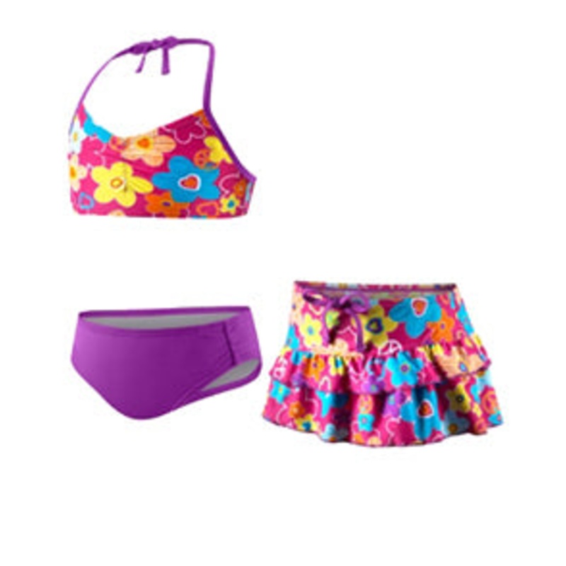 SPEEDO Girls 3 Pice Skirt Set Patchwork Flowers