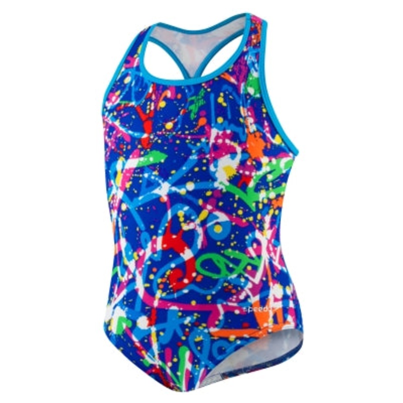 SPEEDO Girls Graphic Graffiti Keyhole (4-6X)