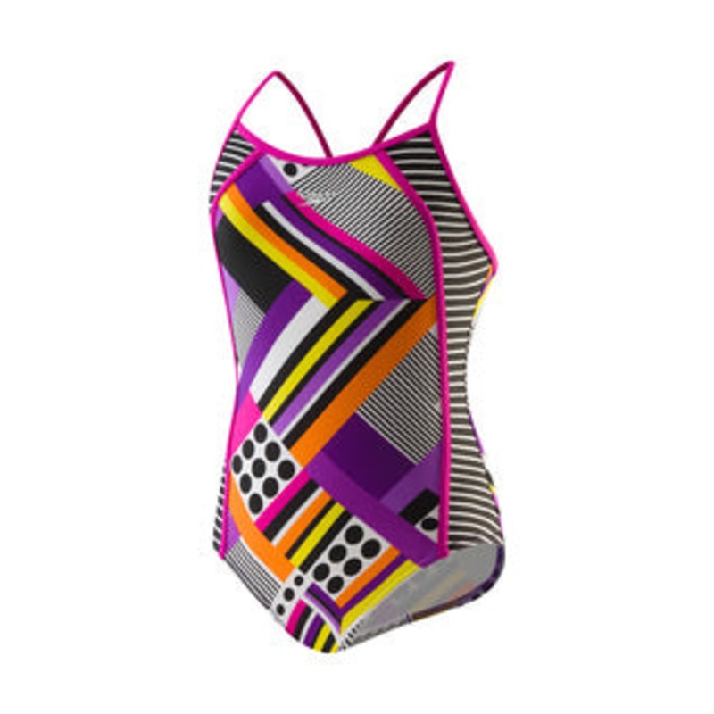 SPEEDO Girls Poptical Stripes Side Splice (7-16)
