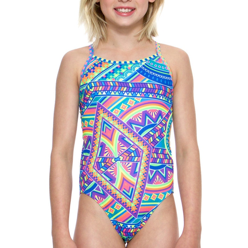 AMANZI Tribal Vibe Female 1-Piece Swimsuit - Youth