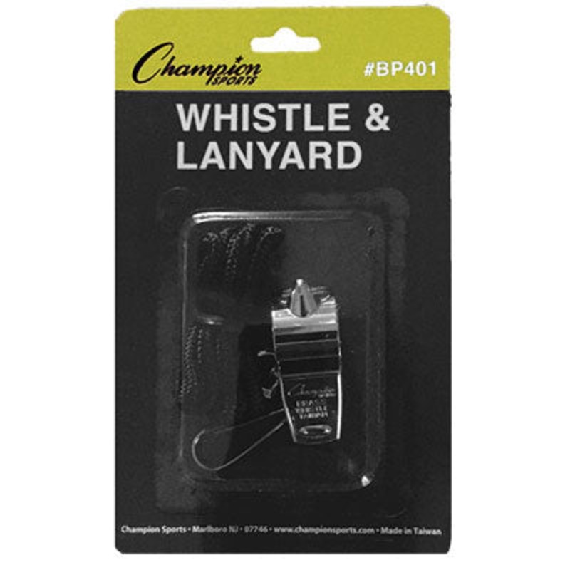 CHAMPION Metal Whistle and Black Lanyard Pack